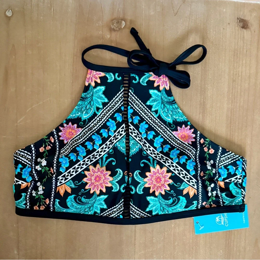 Cupshe Folklore Embroidered Halter Top & Hipster Bottom Swimsuit - Picture 6 of 11